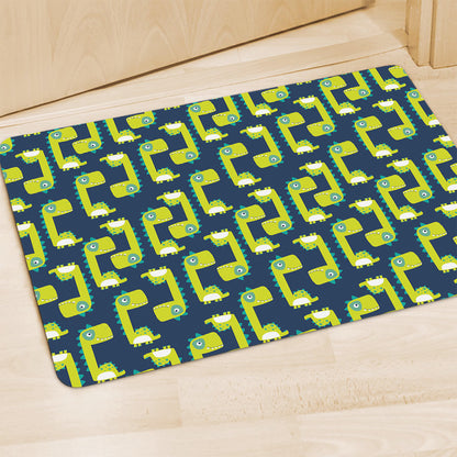 Little Green Dinosaur Pattern Print Polyester Doormat