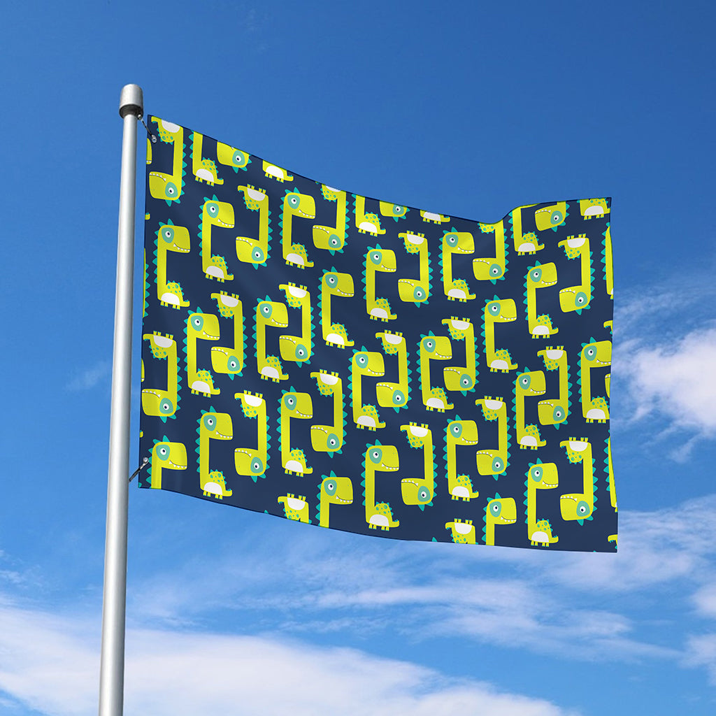 Little Green Dinosaur Pattern Print Polyester Flag