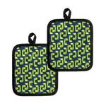 Little Green Dinosaur Pattern Print Pot Holders