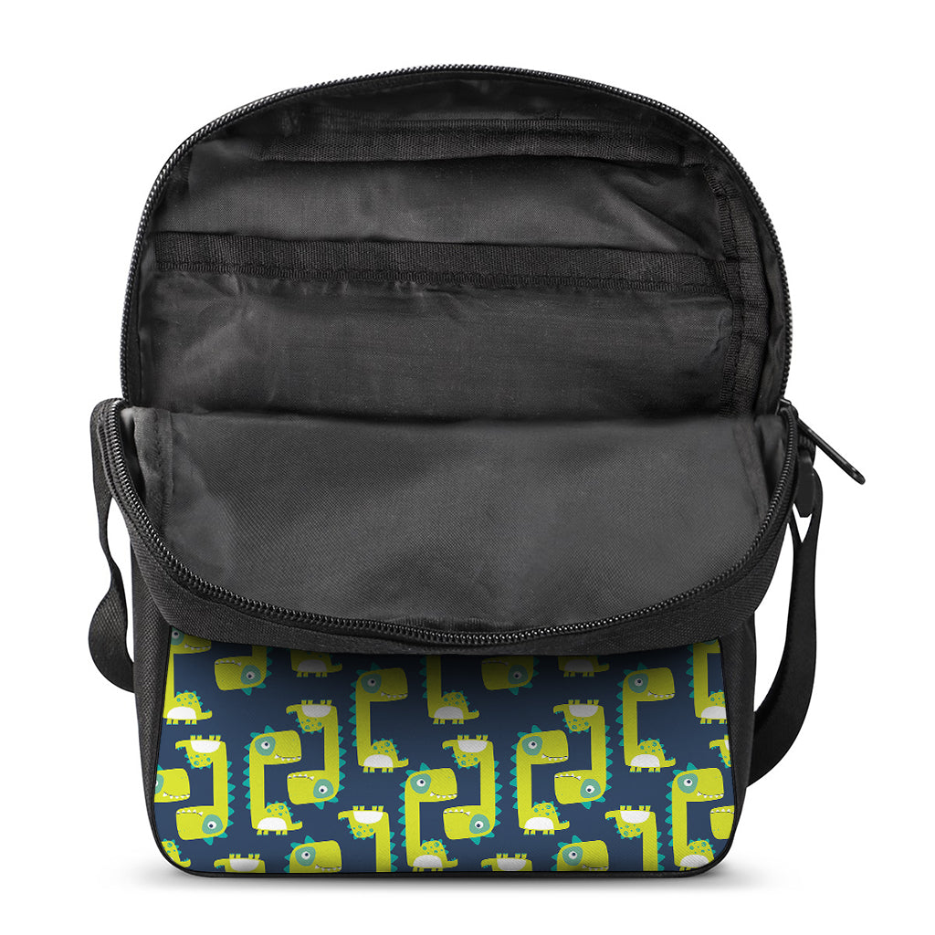 Little Green Dinosaur Pattern Print Rectangular Crossbody Bag