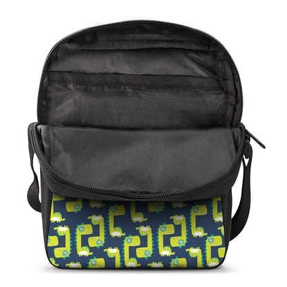 Little Green Dinosaur Pattern Print Rectangular Crossbody Bag