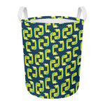 Little Green Dinosaur Pattern Print Round Laundry Basket