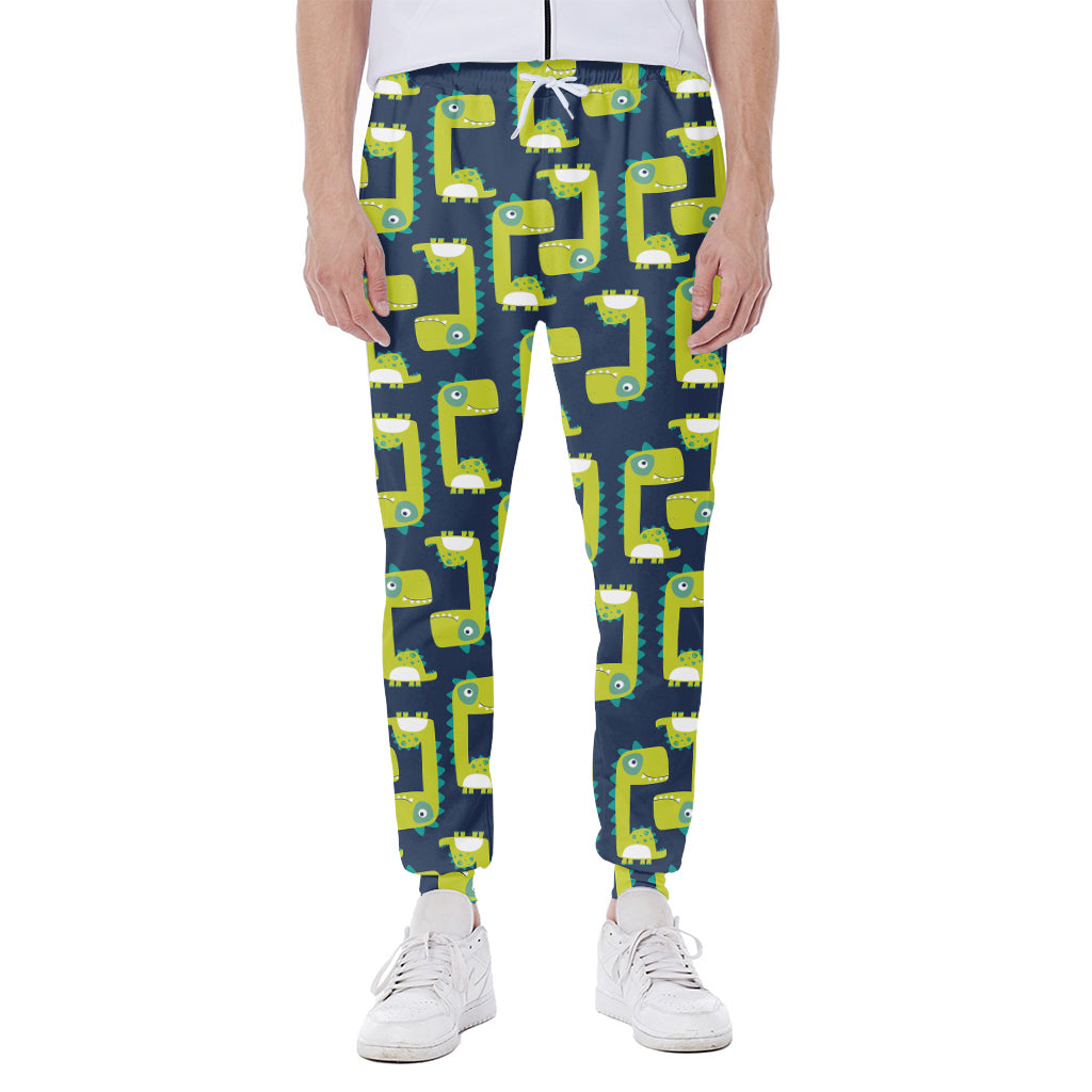 Little Green Dinosaur Pattern Print Scuba Joggers