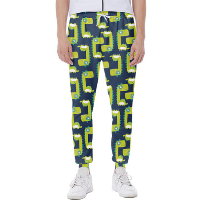 Little Green Dinosaur Pattern Print Scuba Joggers