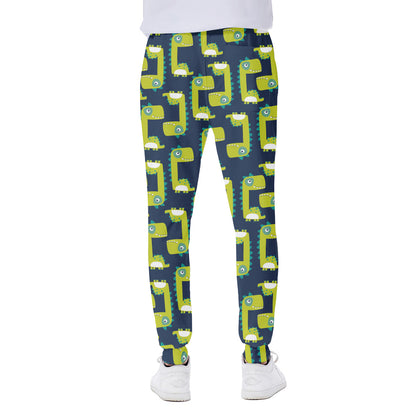 Little Green Dinosaur Pattern Print Scuba Joggers