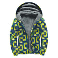 Little Green Dinosaur Pattern Print Sherpa Lined Zip Up Hoodie