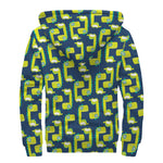 Little Green Dinosaur Pattern Print Sherpa Lined Zip Up Hoodie
