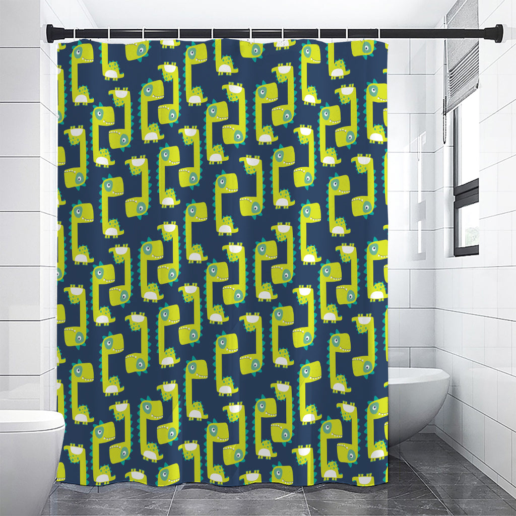 Little Green Dinosaur Pattern Print Shower Curtain
