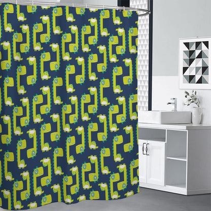 Little Green Dinosaur Pattern Print Shower Curtain