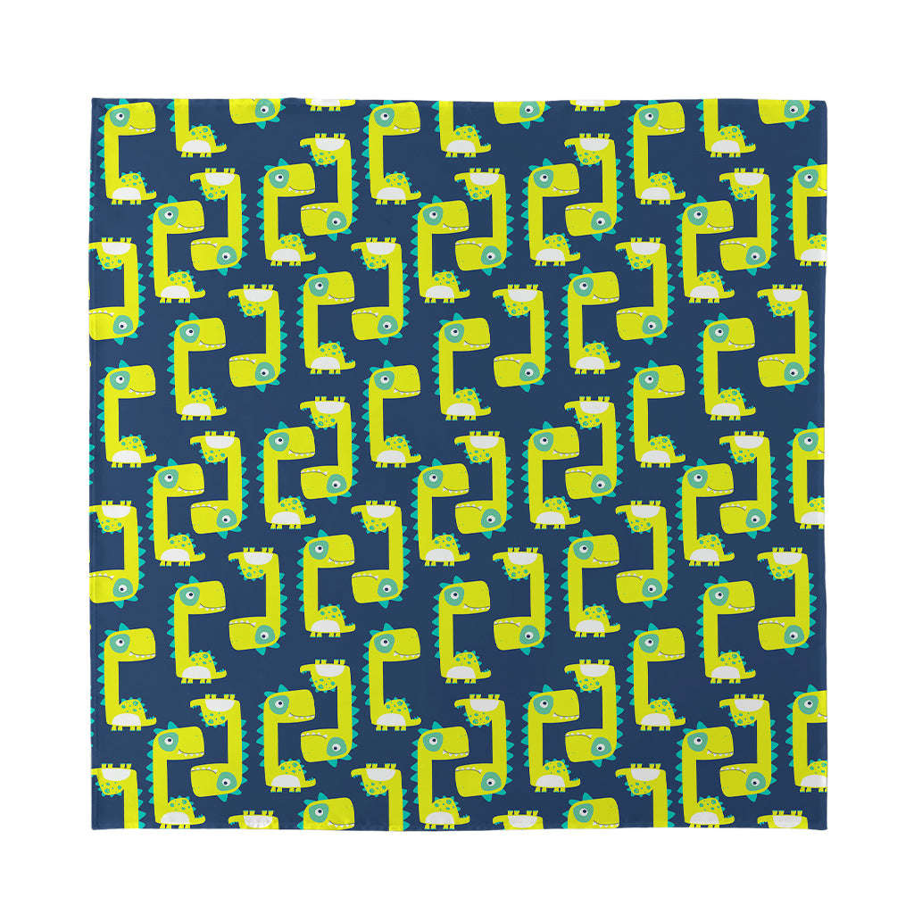 Little Green Dinosaur Pattern Print Silk Bandana