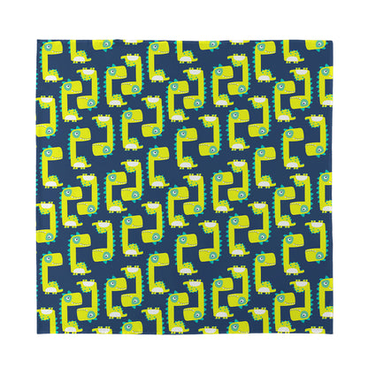 Little Green Dinosaur Pattern Print Silk Bandana