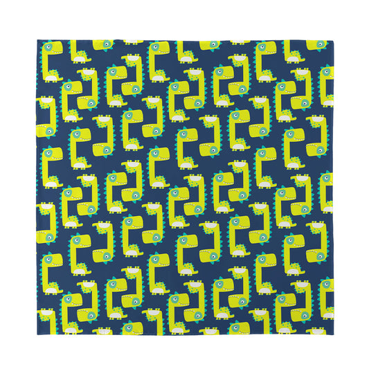 Little Green Dinosaur Pattern Print Silk Bandana