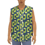 Little Green Dinosaur Pattern Print Sleeveless Baseball Jersey