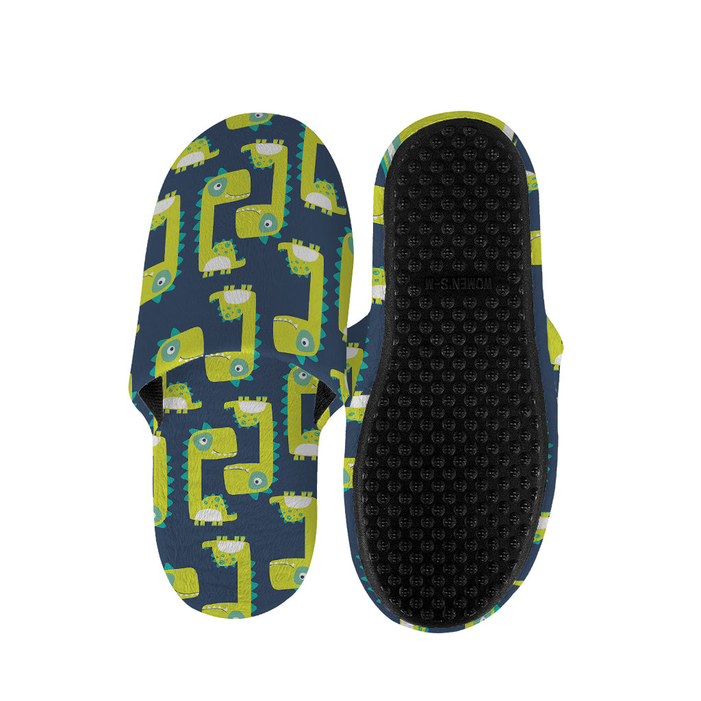 Little Green Dinosaur Pattern Print Slippers