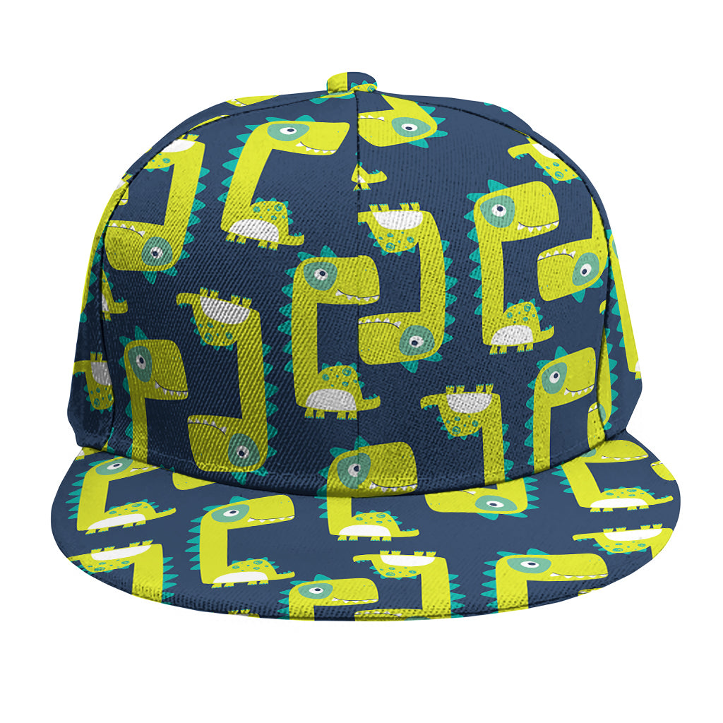 Little Green Dinosaur Pattern Print Snapback Cap