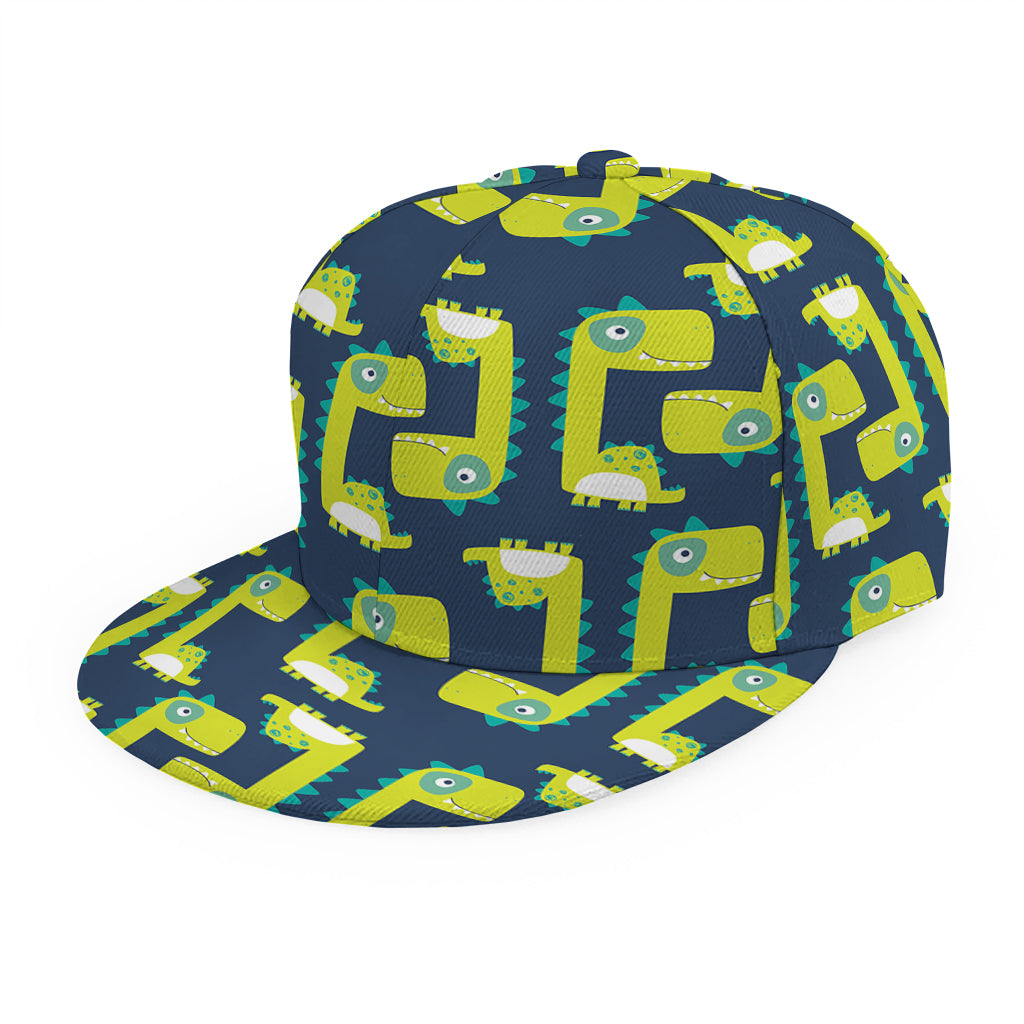 Little Green Dinosaur Pattern Print Snapback Cap