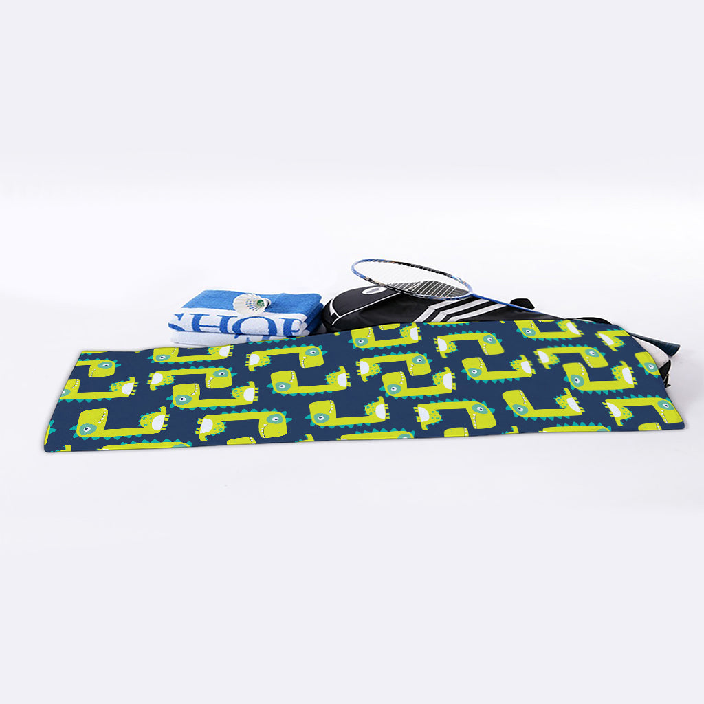 Little Green Dinosaur Pattern Print Sports Towel