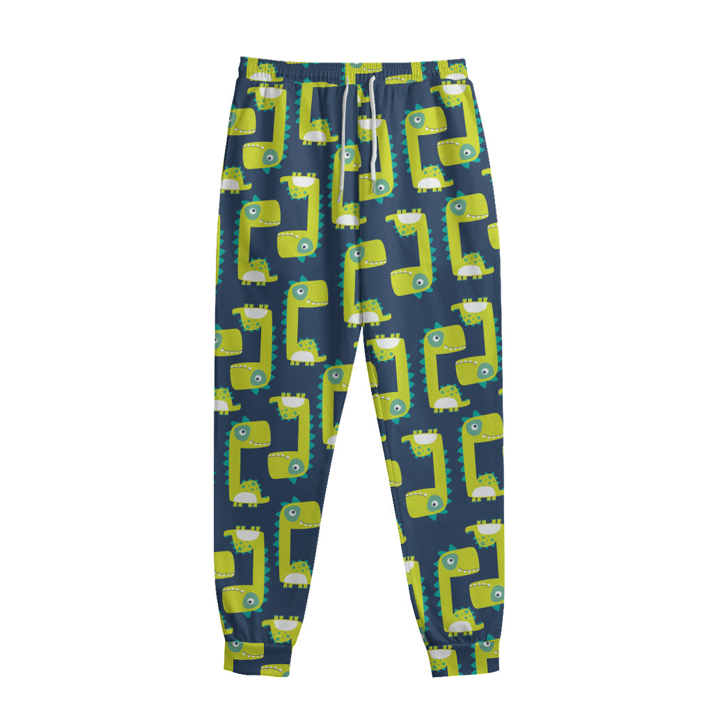 Little Green Dinosaur Pattern Print Sweatpants