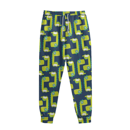 Little Green Dinosaur Pattern Print Sweatpants