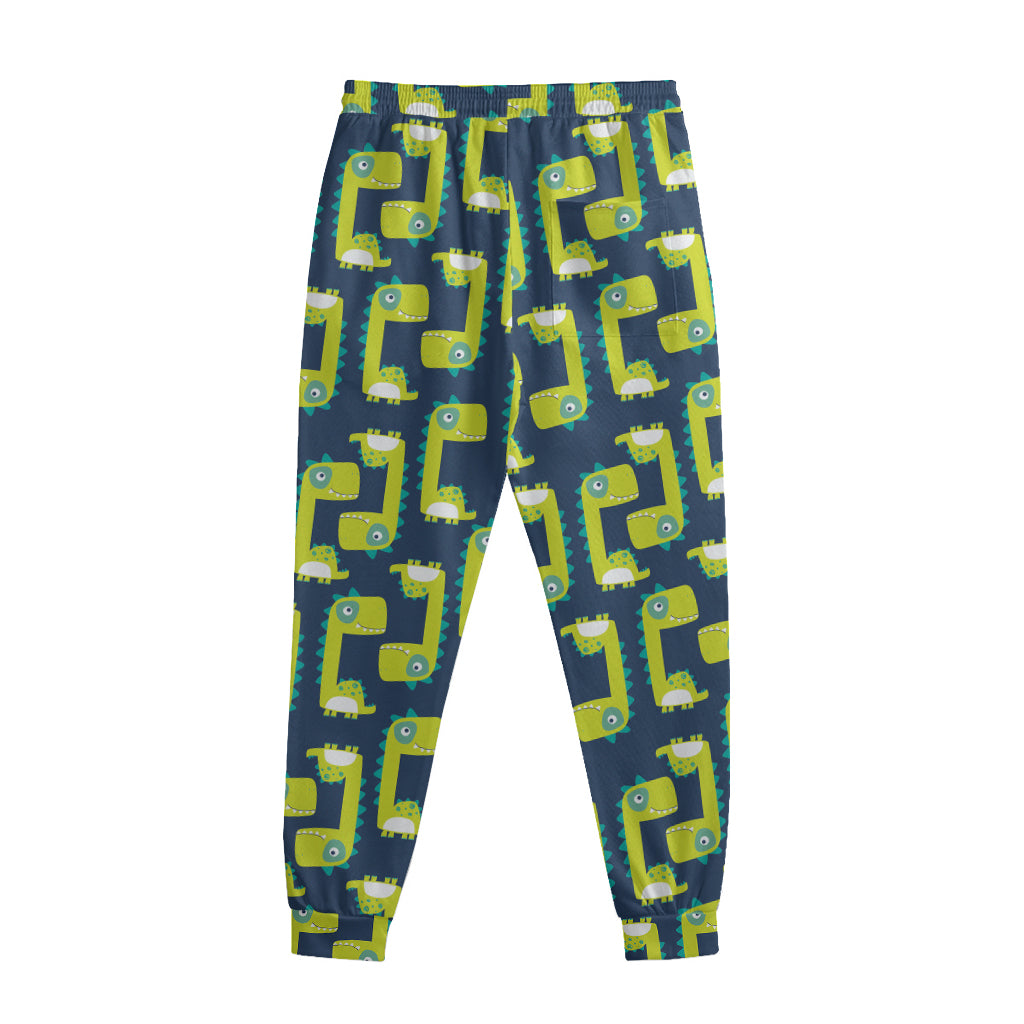 Little Green Dinosaur Pattern Print Sweatpants