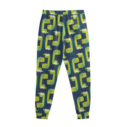 Little Green Dinosaur Pattern Print Sweatpants