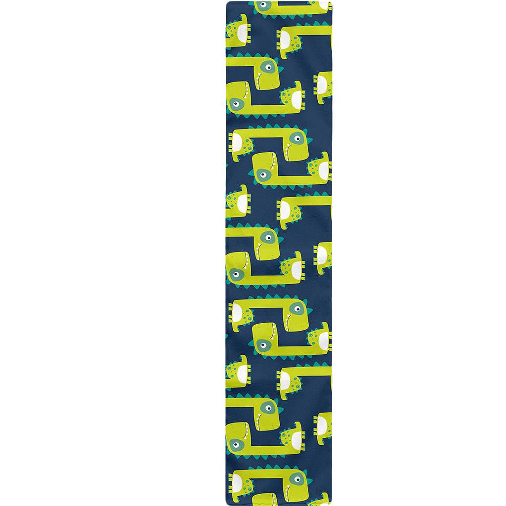 Little Green Dinosaur Pattern Print Table Runner