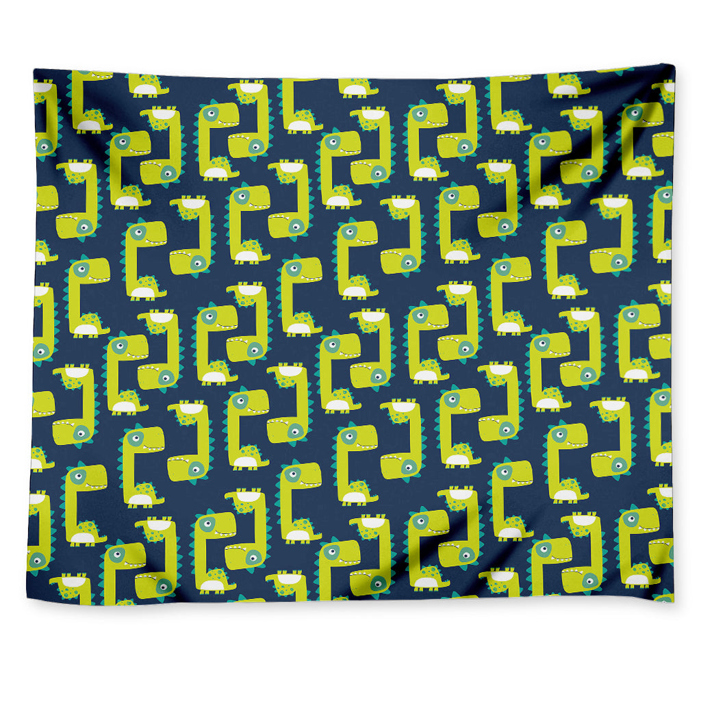 Little Green Dinosaur Pattern Print Tapestry