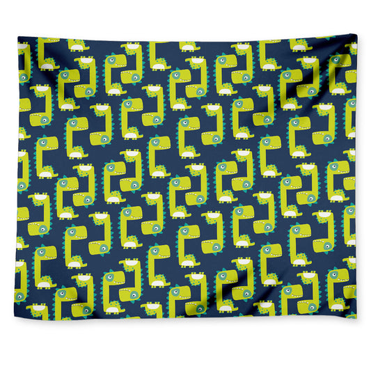 Little Green Dinosaur Pattern Print Tapestry