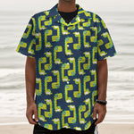 Little Green Dinosaur Pattern Print Textured Short Sleeve Shirt