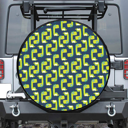 Little Green Dinosaur Pattern Print Tire Cover