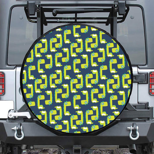 Little Green Dinosaur Pattern Print Tire Cover
