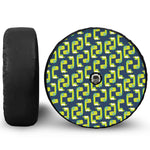 Little Green Dinosaur Pattern Print Tire Cover With Camera Hole
