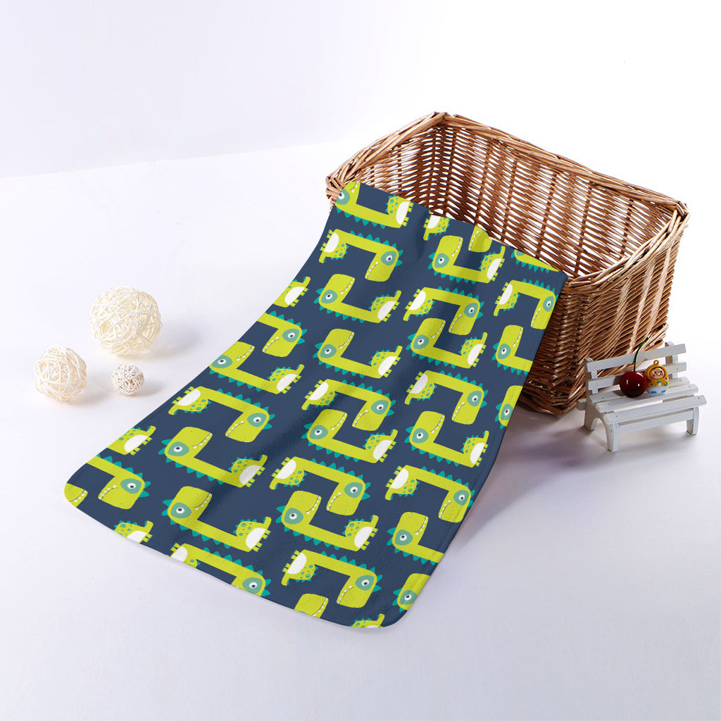 Little Green Dinosaur Pattern Print Towel