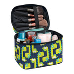 Little Green Dinosaur Pattern Print Travel Makeup Bag