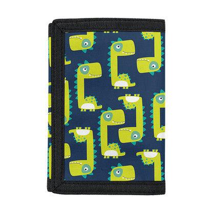 Little Green Dinosaur Pattern Print Trifold Wallet