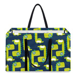 Little Green Dinosaur Pattern Print Utility Tote Bag