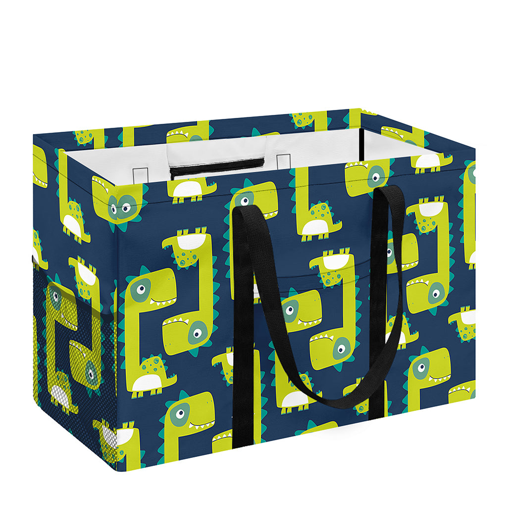 Little Green Dinosaur Pattern Print Utility Tote Bag