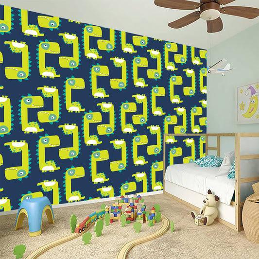 Little Green Dinosaur Pattern Print Wall Sticker