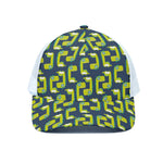 Little Green Dinosaur Pattern Print White Mesh Trucker Cap