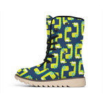 Little Green Dinosaur Pattern Print Winter Boots
