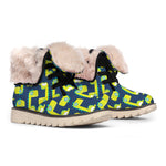 Little Green Dinosaur Pattern Print Winter Boots