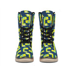 Little Green Dinosaur Pattern Print Winter Boots
