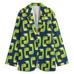 Little Green Dinosaur Pattern Print Women's Blazer