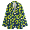 Little Green Dinosaur Pattern Print Women's Cotton Blazer