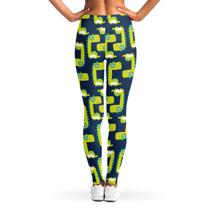 Little Green Dinosaur Pattern Print Women's Leggings