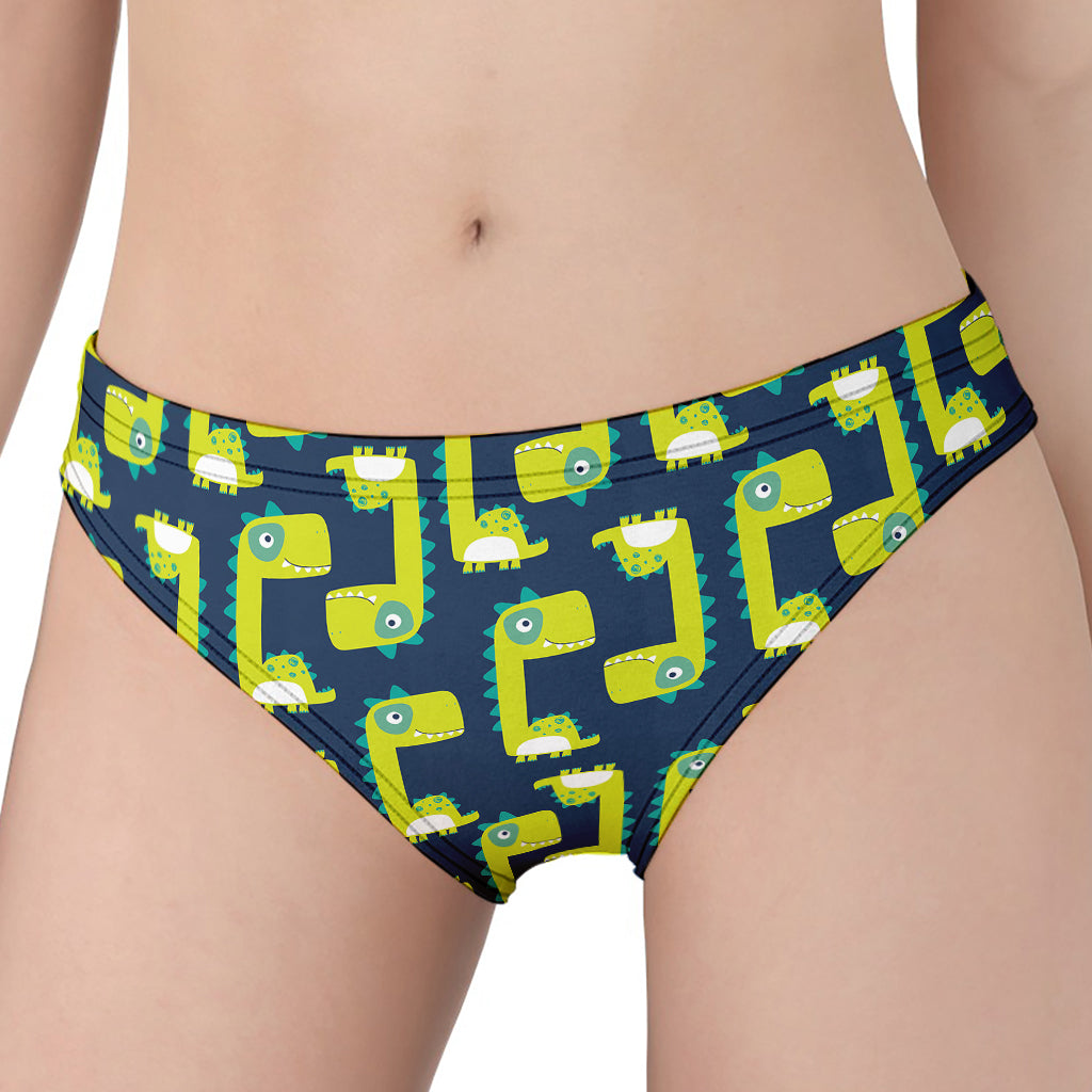 Little Green Dinosaur Pattern Print Women's Panties