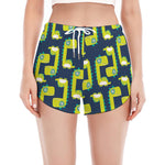 Little Green Dinosaur Pattern Print Women's Split Running Shorts