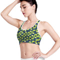 Little Green Dinosaur Pattern Print Women's Sports Bra