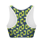 Little Green Dinosaur Pattern Print Women's Sports Bra