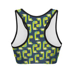 Little Green Dinosaur Pattern Print Women's Sports Bra